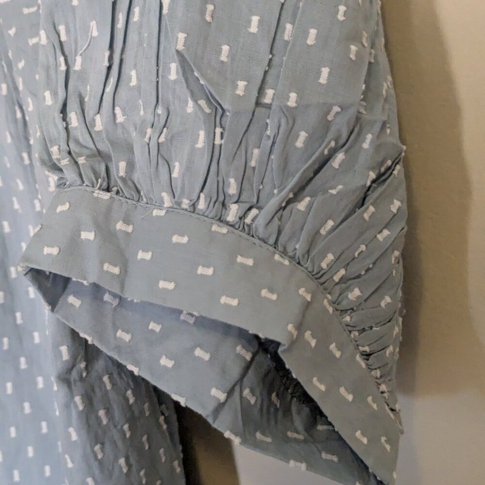 Never A Wallflower - Swiss Dot High Neck Puff Sleeve Minidress NWT - Size L - Picture 6 of 12